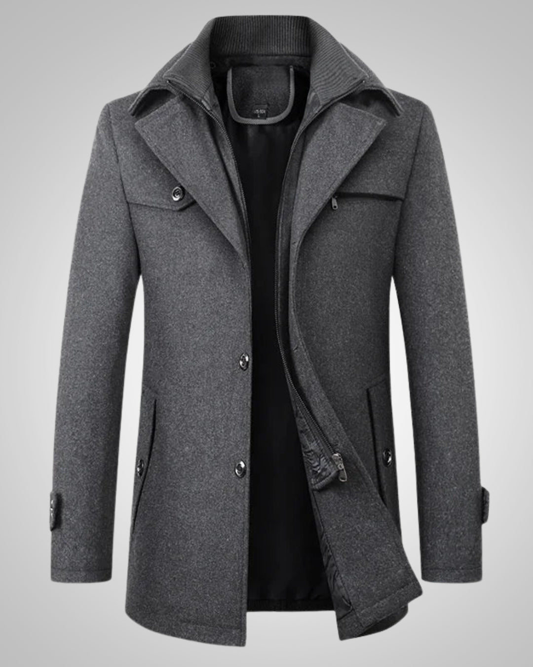 Michael | Herren Klassischer Winter Reißverschluss Mantel