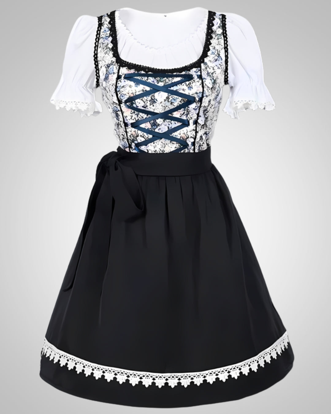 Elisa | Damen Klassisches Blumig Dirndl Midikleid