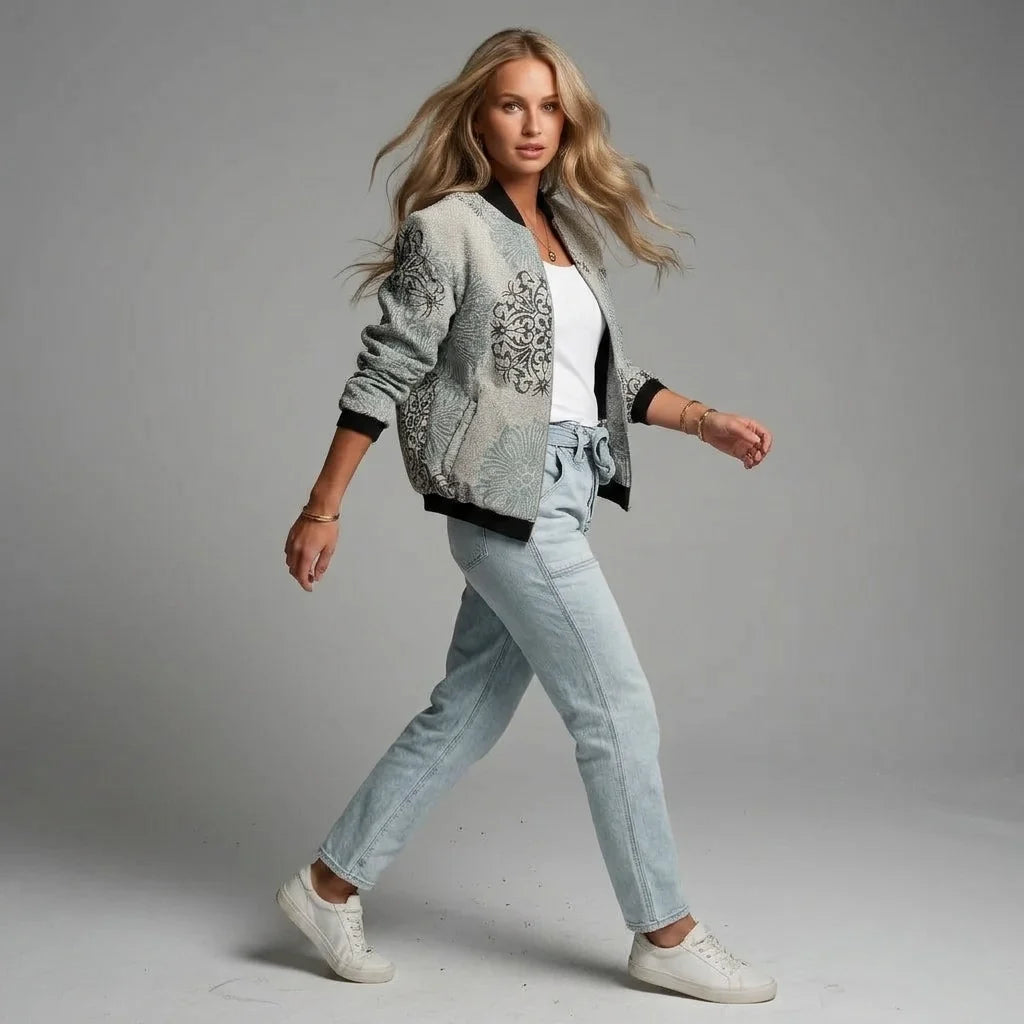 Barbara | Damen Lässiger Bomber Übergangsjacke