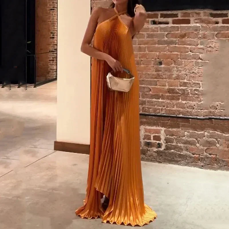 Karina | Damen Neckholder Plissiertes Hochzeitsgastkleid