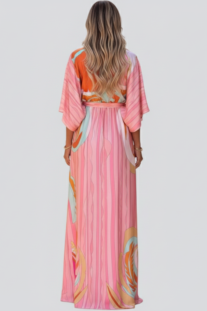 Federica | Damen Bedrucktes Sommerkleid mit Fledermausärmeln