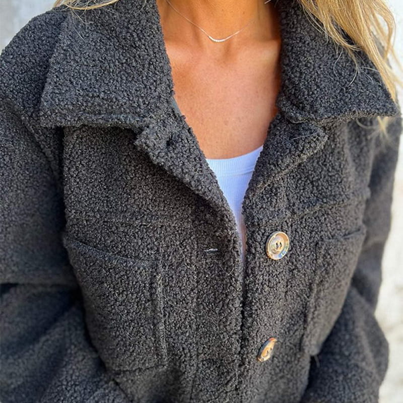 Carina | Damen Herbst Knöpfen Teddyjacke