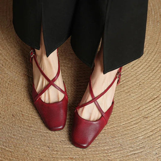 Jana | Damen Vintage Blockabsatz Pumps