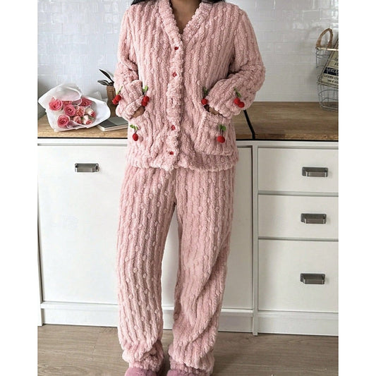 Marlene | Damen Flauschiges Kuscheliges Pyjama-Set