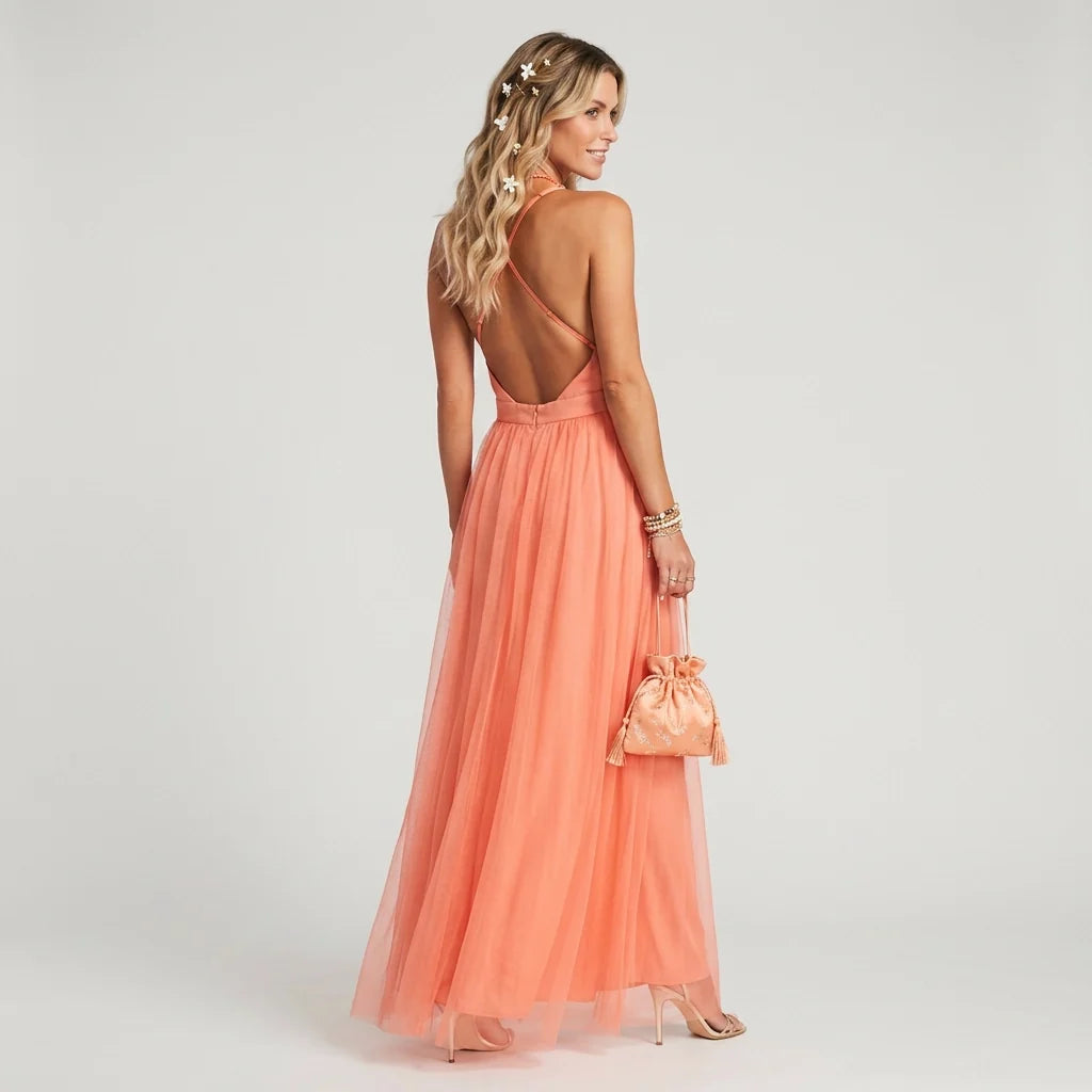 Laura | Damen Festliches Hochzeitsgast A-Linien Maxikleid