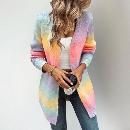 Nicole | Damen Lässige Offene Lange Strickjacke