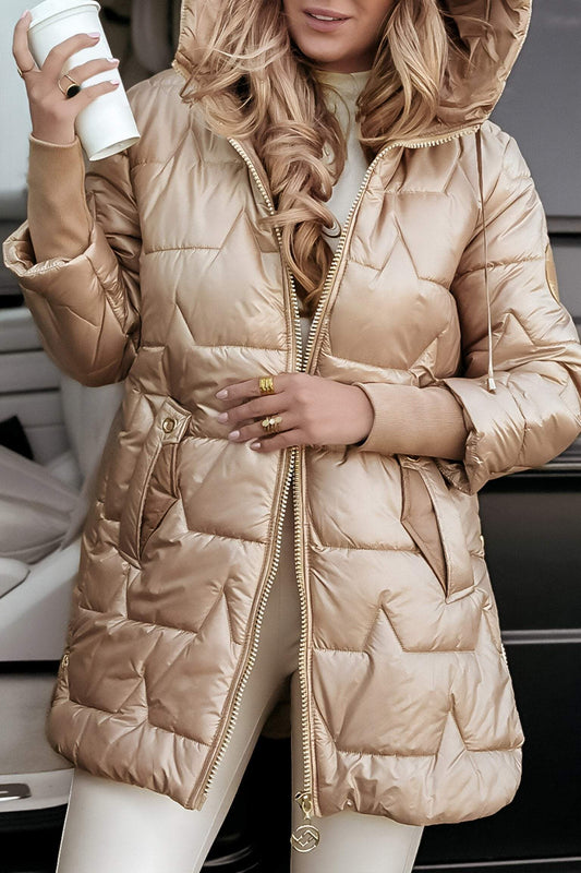 Sandra | Damen Gesteppte Winterjacke mit Kapuze und Reißverschluss