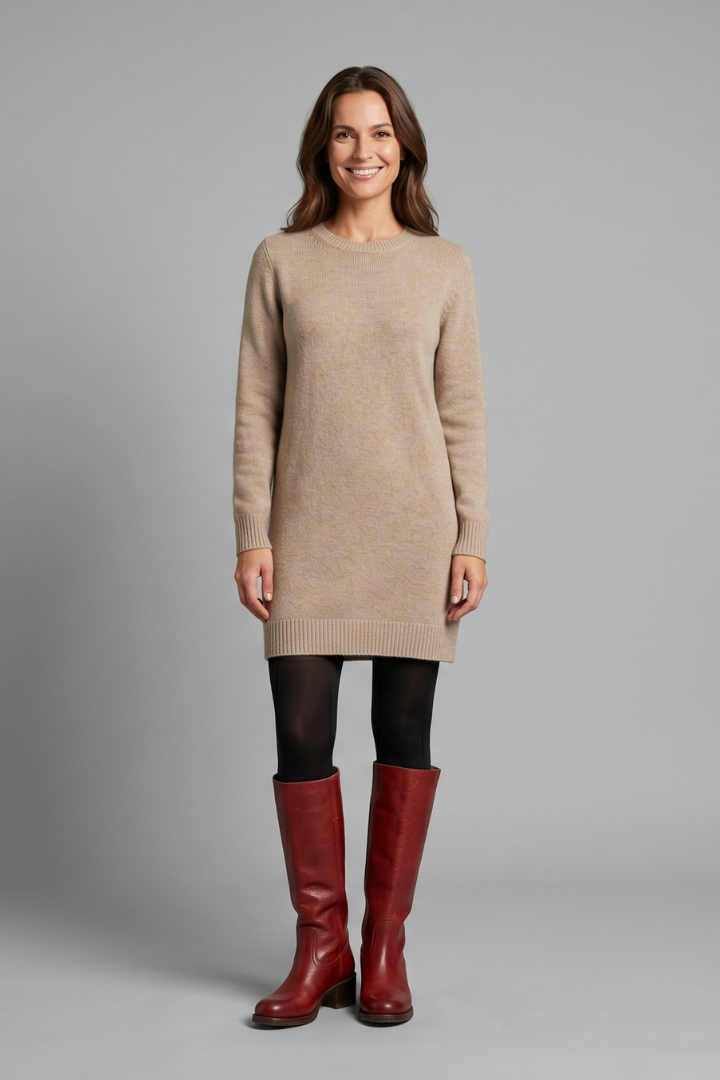 Stefanie | Damen Rote Kniehohe Stiefel mit Blockabsatz