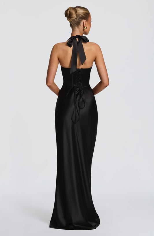 Theresa | Damen Tailliertes Rückenfreies Abendkleid mit Neckholder