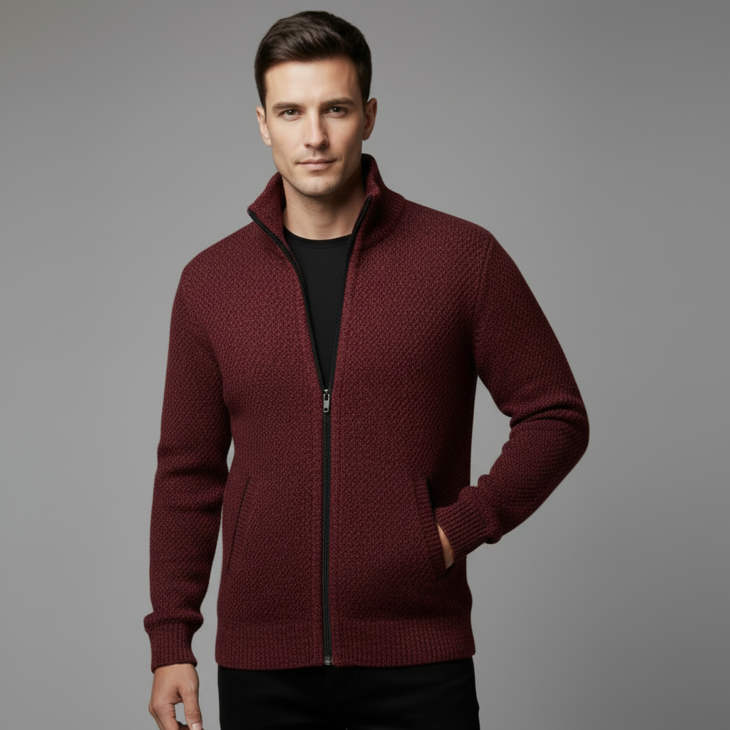 Wolfgang | Herren Bequem Fleece Strickjacke