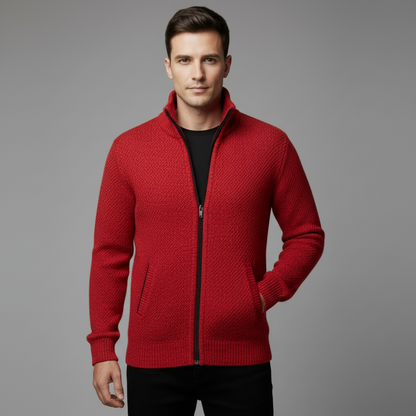 Wolfgang | Herren Bequem Fleece Strickjacke