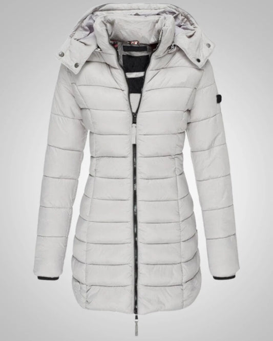 Ella | Damen Lange Kapuzen Winter Daunenjacke