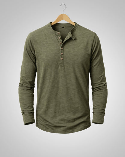 Sam | Herren Casual Henley Rundhalsshirt