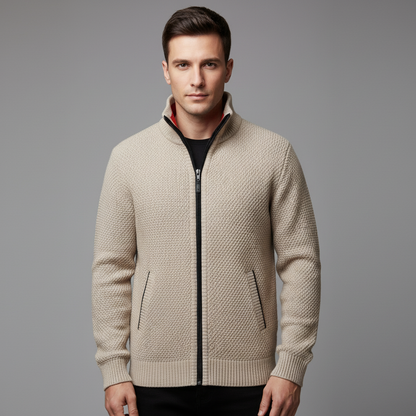 Wolfgang | Herren Bequem Fleece Strickjacke