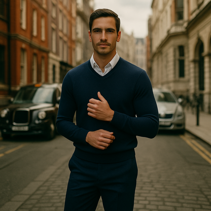 Felix | Herren Klassischer V-Ausschnitt Wollpullover