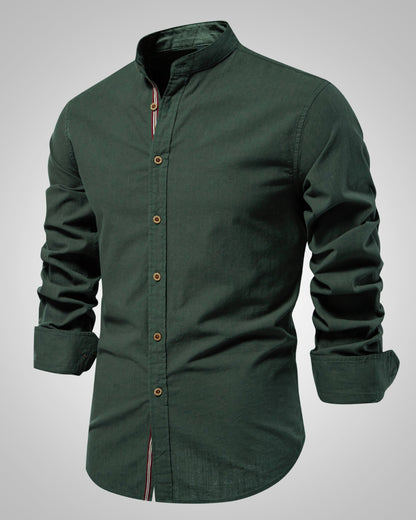 Herren Stehkragen Slim Fit Casual Hemd