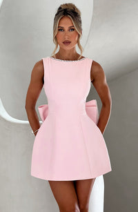 Madeleine | Damen Elegantes Mini Hochzeitsgast Kleid mit Schleife