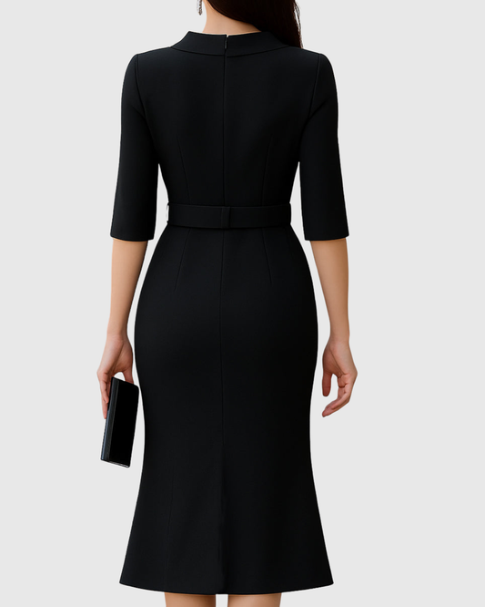 Victoria | Damen Elegant Asymmetrisches Midi Kleid
