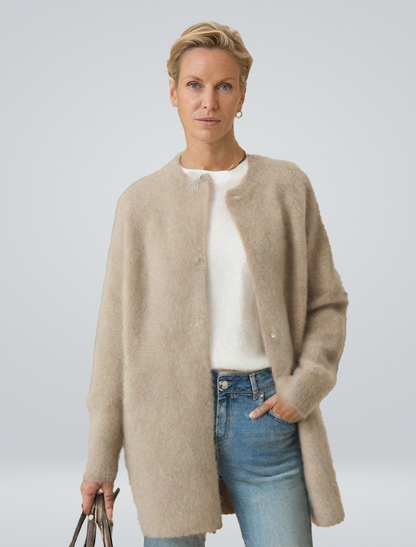 Katharina | Damen Klassischer Durchgehende Strickjacke