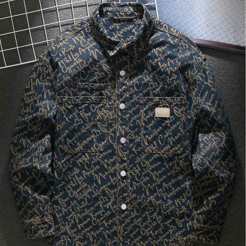 Sascha | Herren Klassischer Gedruckt Jeansjacke