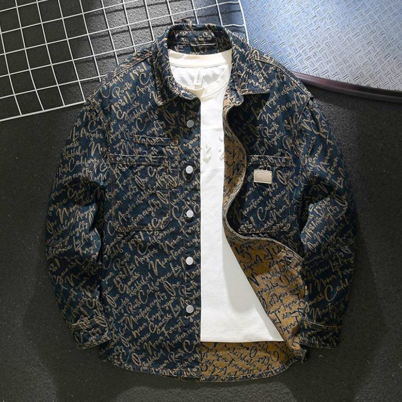 Sascha | Herren Klassischer Gedruckt Jeansjacke