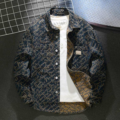 Sascha | Herren Klassischer Gedruckt Jeansjacke
