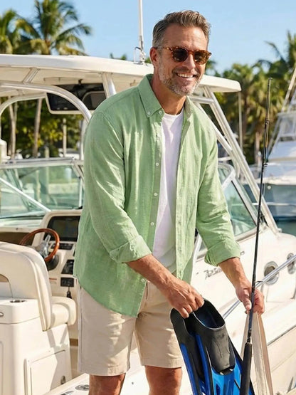 Herren Freizeit Button-Down Langarm Hemd