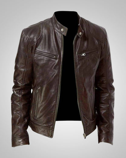 Ralf | Herren Leder-Bikerjacke mit Reissverschluss