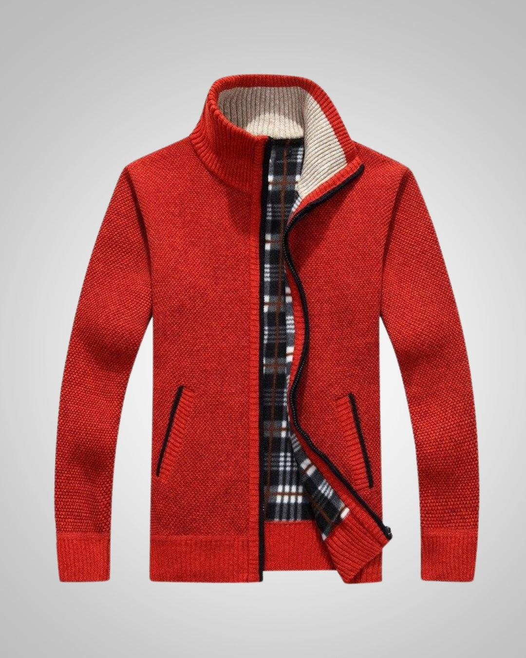Wolfgang | Herren Bequem Fleece Strickjacke