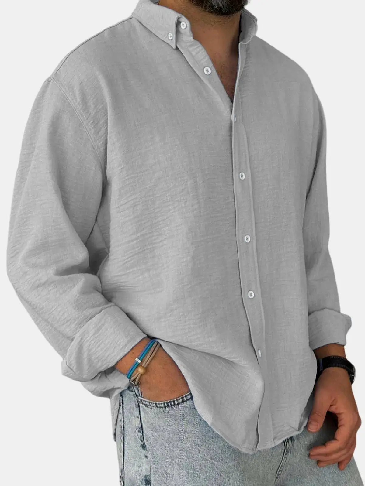 Herren Freizeit Button-Down Langarm Hemd