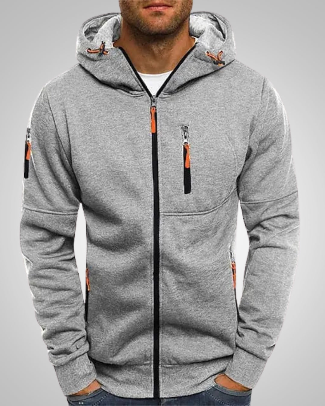Herman | Herren Eleganter Hoodie Pullover mit Reißverschluss