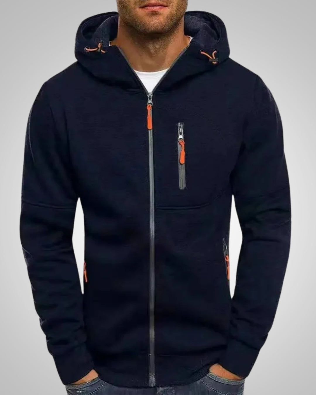 Andrew | Herren Legerer Taschen Zip-Hoodie