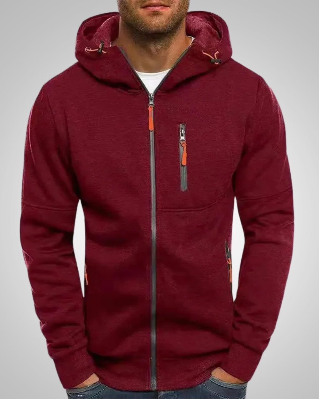 Bernd | Herren Lässiger Taschen Reißverschluss Hoodie