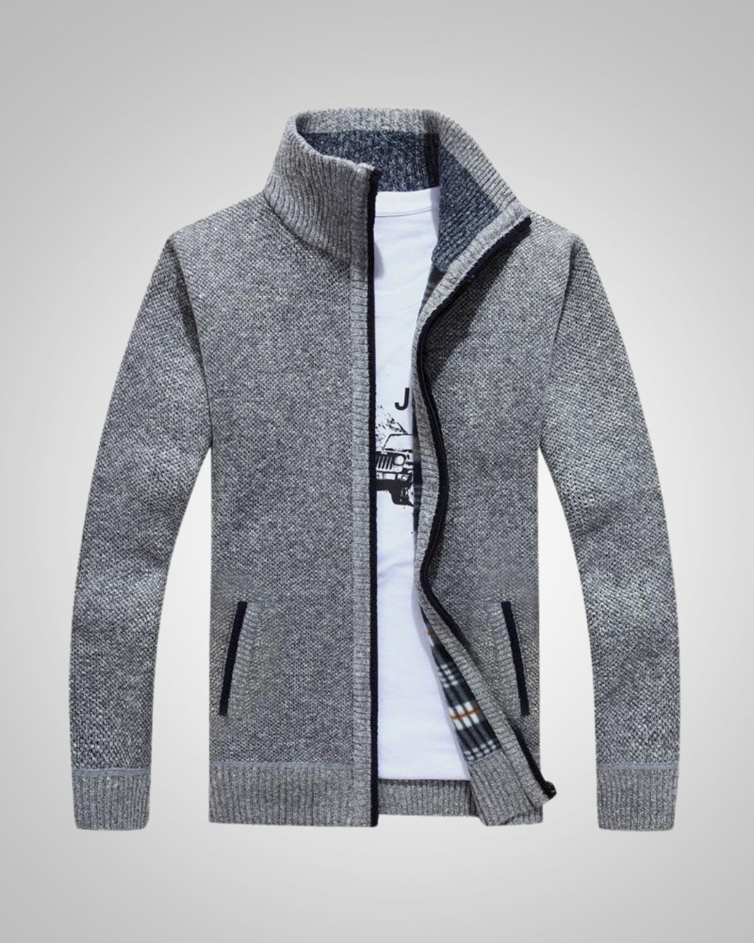 Wolfgang | Herren Bequem Fleece Strickjacke