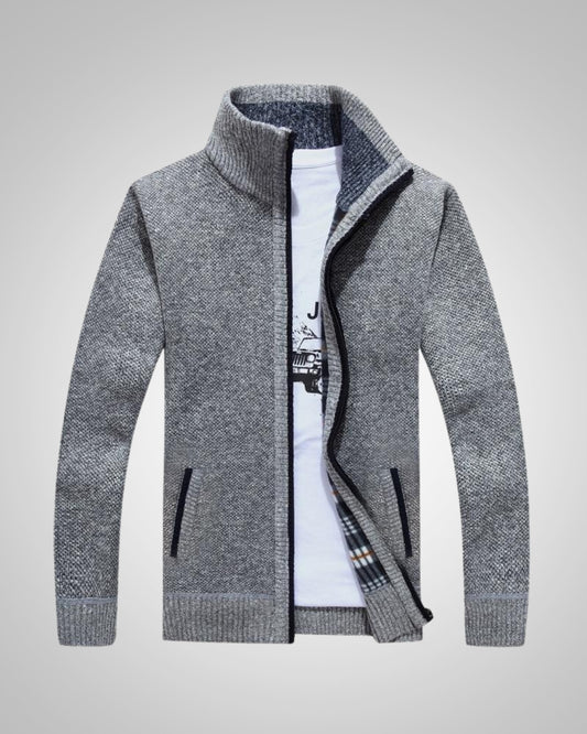 Wolfgang | Herren Bequem Fleece Strickjacke