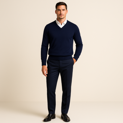Felix | Herren Klassischer V-Ausschnitt Wollpullover