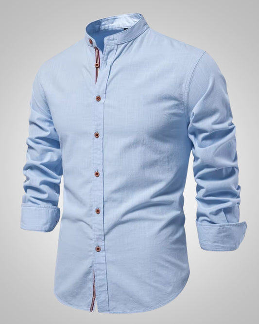 Herren Stehkragen Slim Fit Casual Hemd