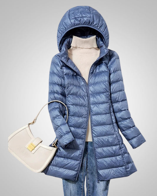 Paula | Damen Leichte Gesteppte Lange Daunenjacke