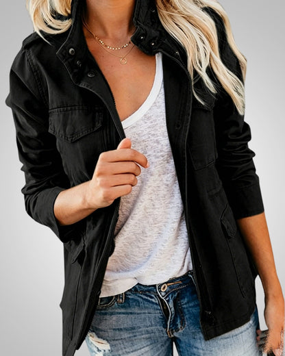 Adeline | Damen Lässiger Herbstjacke mit Taschen