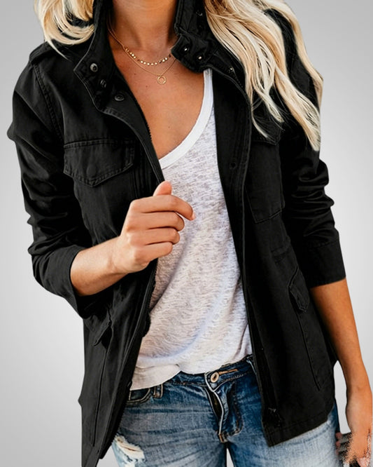 Adeline | Damen Lässiger Herbstjacke mit Taschen