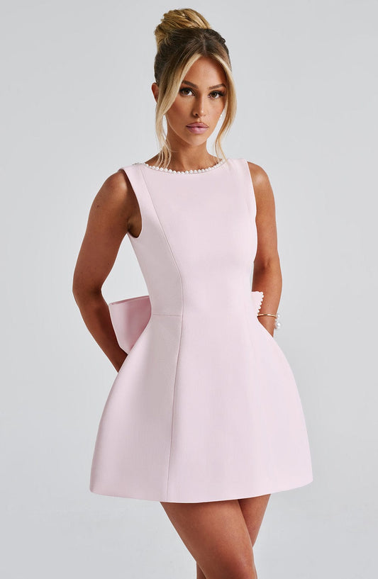 Madeleine | Damen Elegantes Mini Hochzeitsgast Kleid mit Schleife