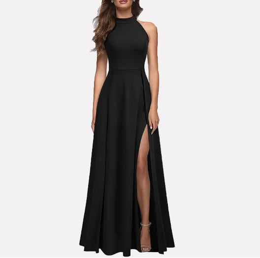 Dominique | Damen Formelles Abend Maxikleid mit Seitenschlitz