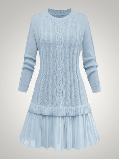 Andrea | Damen Verspieltes Plissiertes Strickkleid