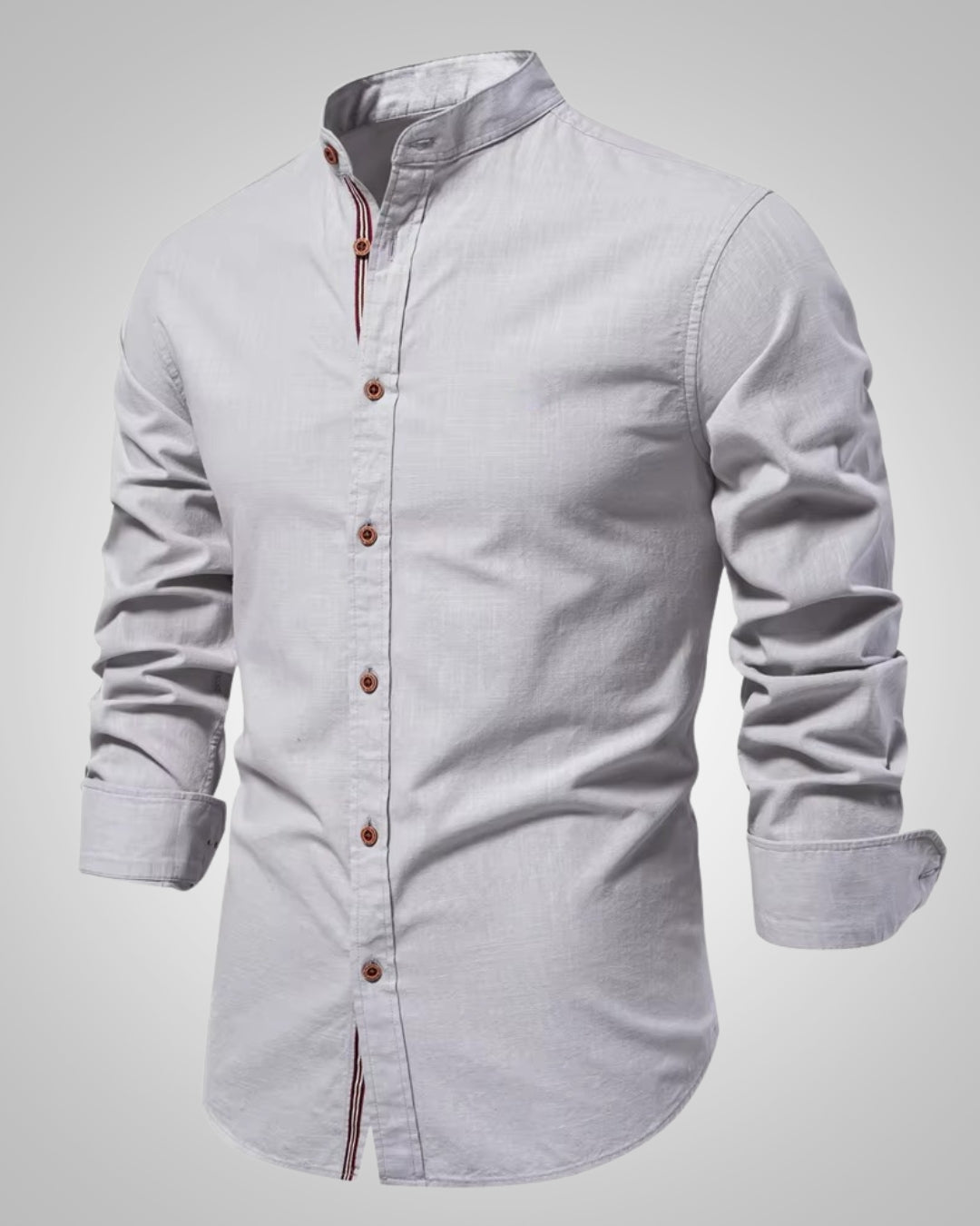 Herren Stehkragen Slim Fit Casual Hemd