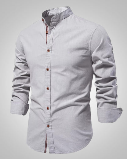Herren Stehkragen Slim Fit Casual Hemd