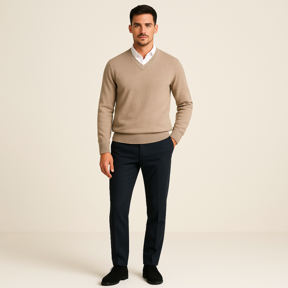 Felix | Herren Klassischer V-Ausschnitt Wollpullover