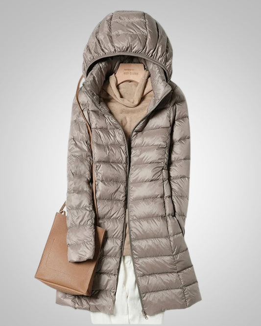 Paula | Damen Leichte Gesteppte Lange Daunenjacke