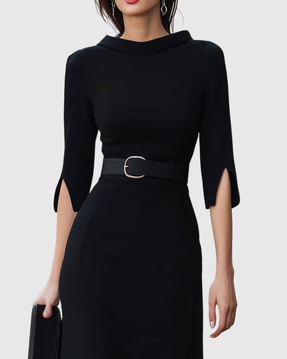 Victoria | Damen Elegant Asymmetrisches Midi Kleid