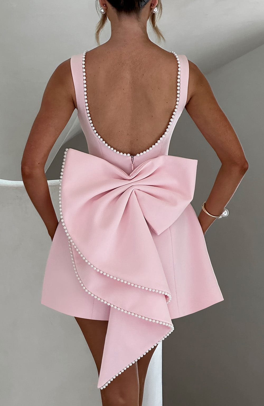 Madeleine | Damen Elegantes Mini Hochzeitsgast Kleid mit Schleife
