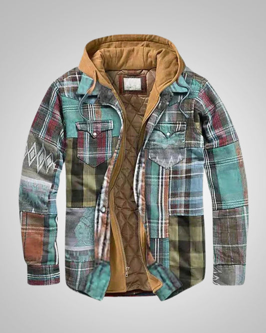 Klaus | Herren Casual Karierte Patchworkjacke